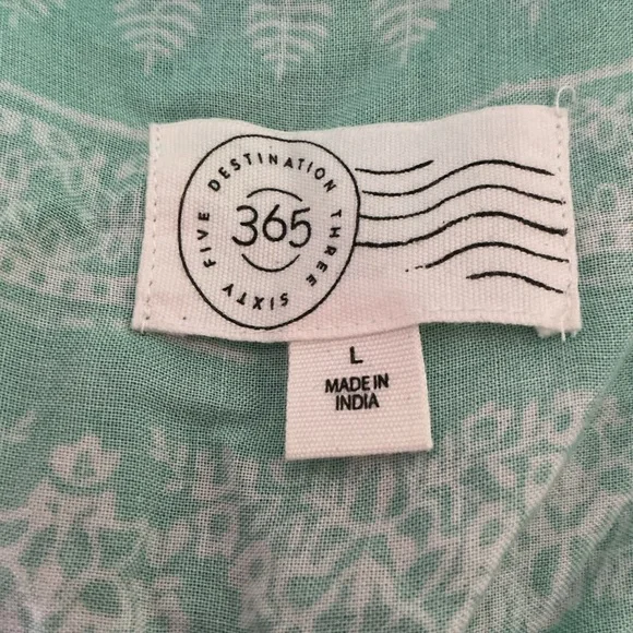 QVC Destination 365 Green and White Patterned Dress New Without Tags Large NWOT - Picture 5 of 7